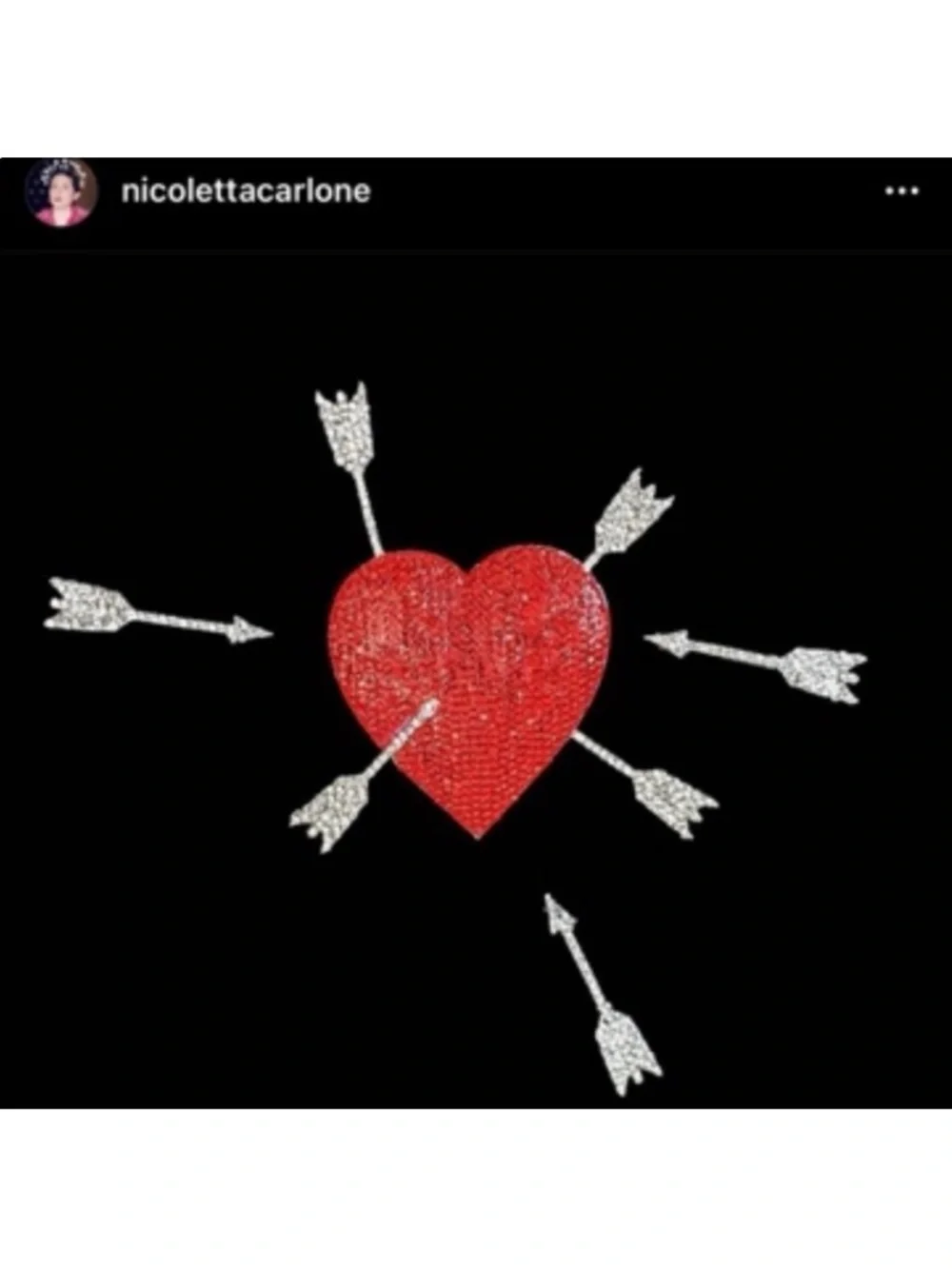 $49 Nicoletta Carlone Ginger Rogers Heart and Arrows Rhinestone Brooch Pin